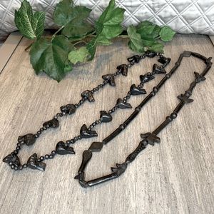 Vintage Oaxaca Black Bird and Fish Bead Necklace